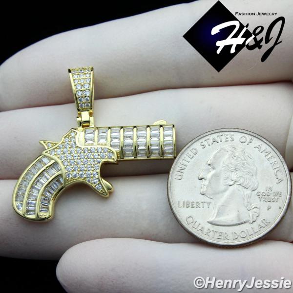 MEN WOMEN 925 STERLING SILVER ICY BLING DIAMOND GOLD 3D 