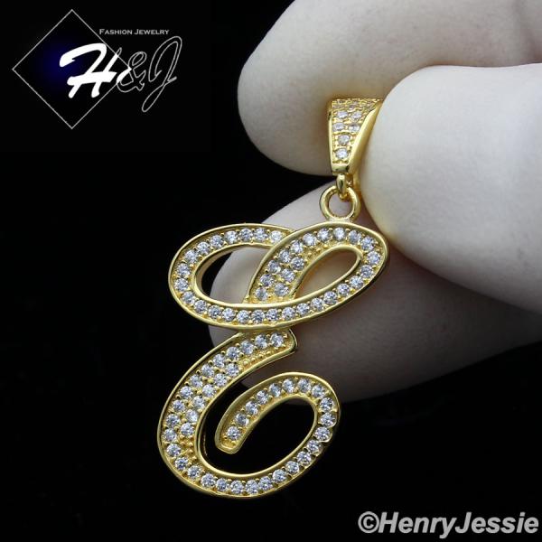 MEN WOMEN 925 STERLING SILVER LAB DIAMOND ICED GOLD 26 INITIAL LETTERS PENDANT*GP175