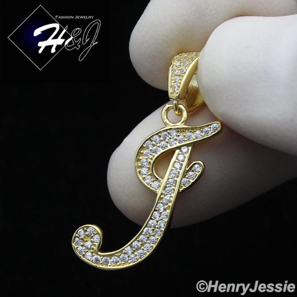 MEN WOMEN 925 STERLING SILVER LAB DIAMOND ICED GOLD 26 INITIAL LETTERS PENDANT*GP175