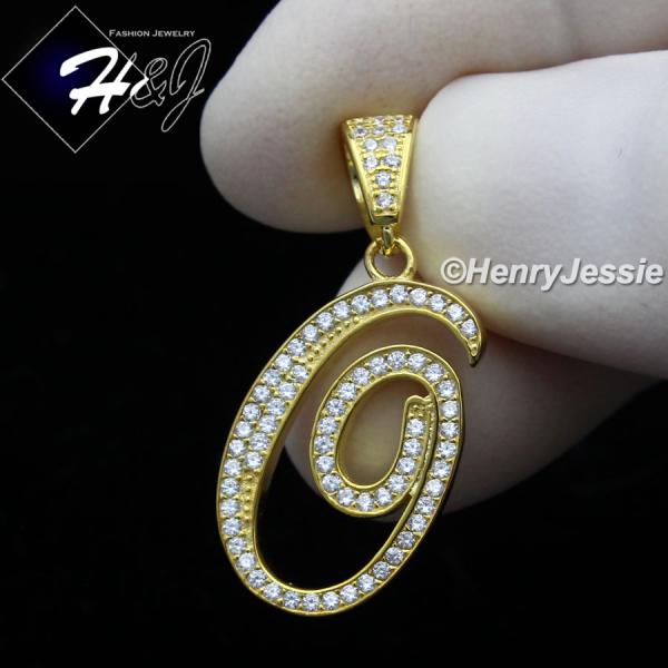MEN WOMEN 925 STERLING SILVER LAB DIAMOND ICED GOLD 26 INITIAL LETTERS PENDANT*GP175