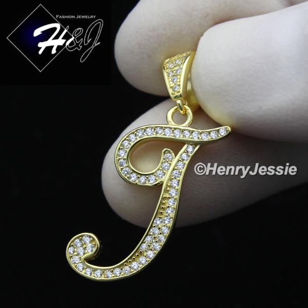 MEN WOMEN 925 STERLING SILVER LAB DIAMOND ICED GOLD 26 INITIAL LETTERS PENDANT*GP175