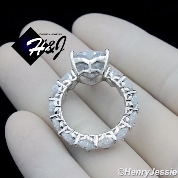 WOMEN 925 STERLING SILVER CLEAR HEART SHAPED FULL BLING CZ SILVER ENGAGEMENT RING*SR149