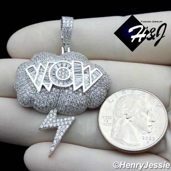 MEN 925 STERLING SILVER ICY DIAMOND HIP HOP 