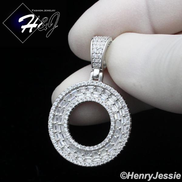 MEN WOMEN 925 STERLING SILVER ICY BAGUETTE CZ 3D 26 INITIAL LETTERS PENDANT*SP412