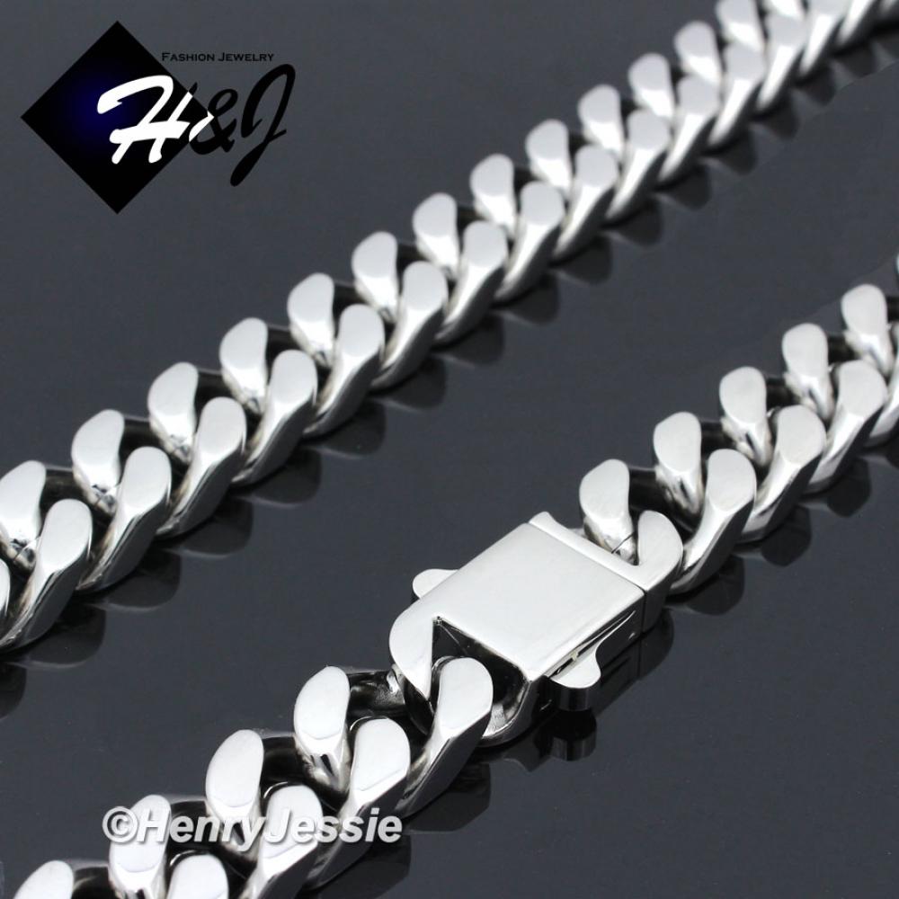 7.5"-40"MEN Stainless Steel 7mm/10mm/12mm Silver Miami Cuban Curb Chain Bracelet Necklace*SN166