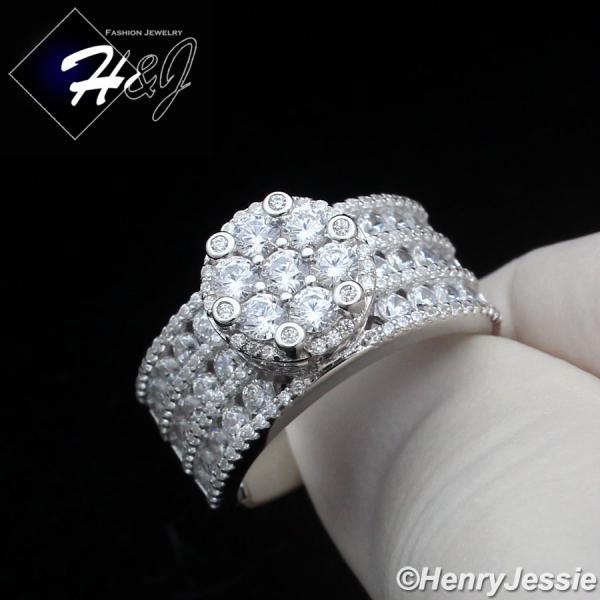 WOMEN SOLID 925 STERLING SILVER ICY BLING CZ ROUND SHAPE ENGAGEMENT RING*SR201