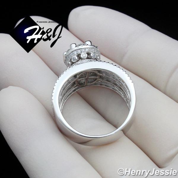 WOMEN SOLID 925 STERLING SILVER ICY BLING CZ ROUND SHAPE ENGAGEMENT RING*SR201