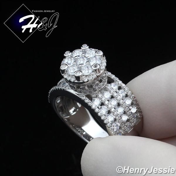 WOMEN SOLID 925 STERLING SILVER ICY BLING CZ ROUND SHAPE ENGAGEMENT RING*SR201