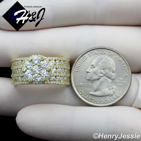 WOMEN SOLID 925 STERLING SILVER ICY BLING CZ GOLD ROUND SHAPE ENGAGEMENT RING*GR201