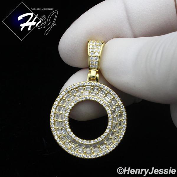 MEN WOMEN 925 STERLING SILVER ICY BAGUETTE CZ 3D GOLD 26 INITIAL LETTERS PENDANT*GP412