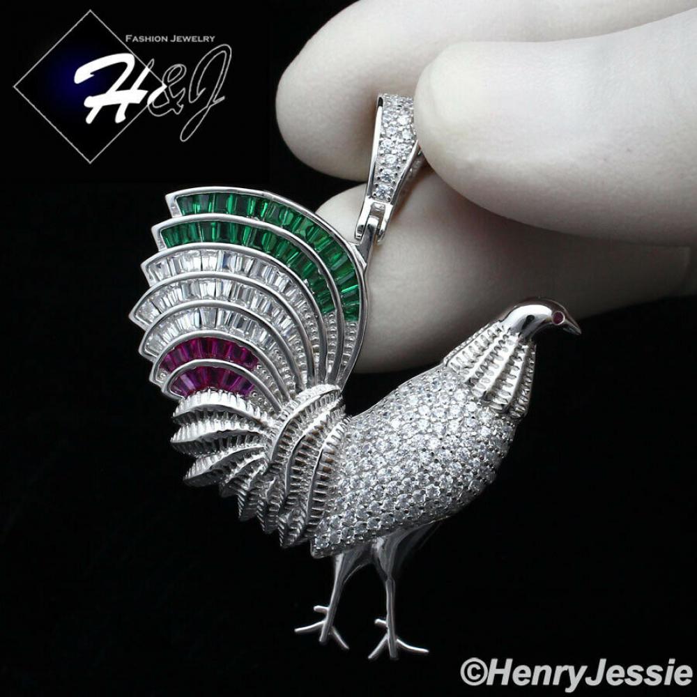 MEN WOMEN SOLID 925 STERLING SILVER ICY BLING CZ 3D CORK CHARM PENDANT*SP380