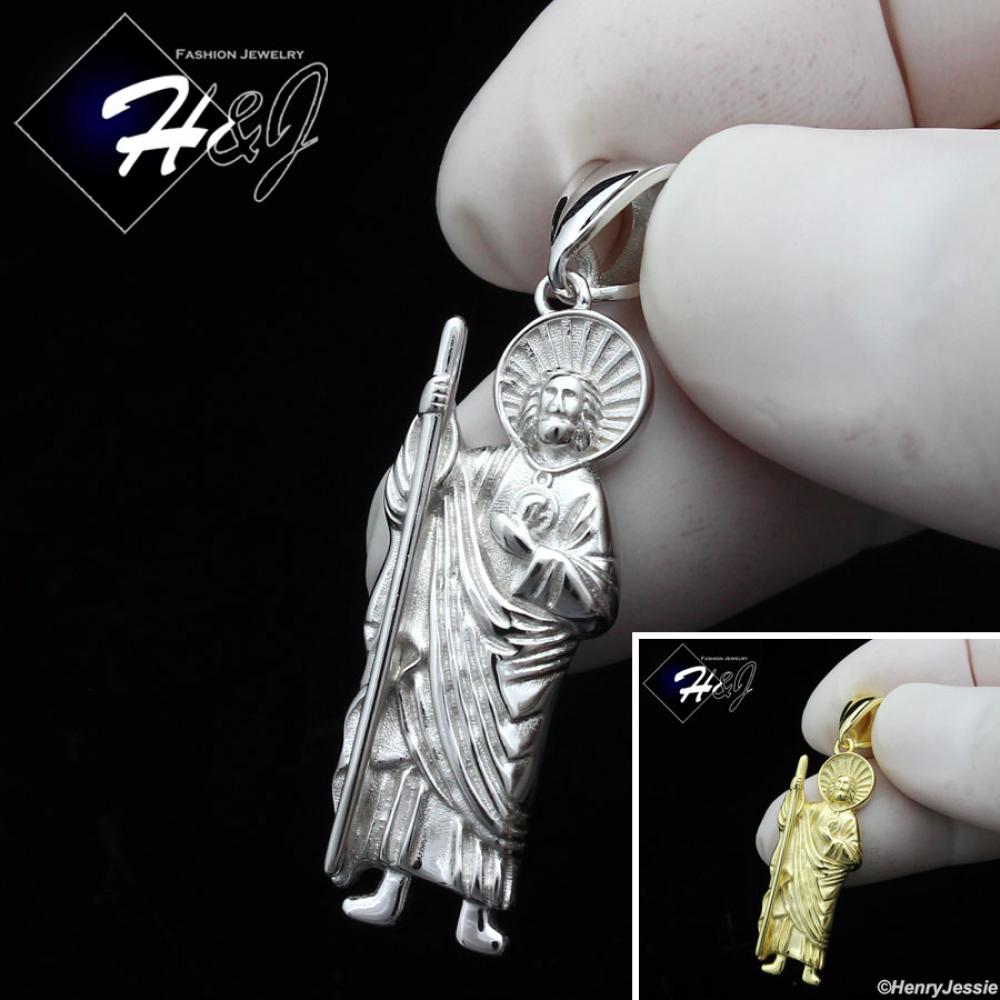 MEN WOMEN 925 STERLING SILVER PLAIN GOLD PLATED/SILVER SAN JUDAS PENDANT*SP389