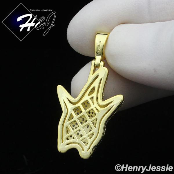 925 STERLING SILVER ICY BLING CZ GOLD PLATED 3D CARTOON PENDANT*GP416