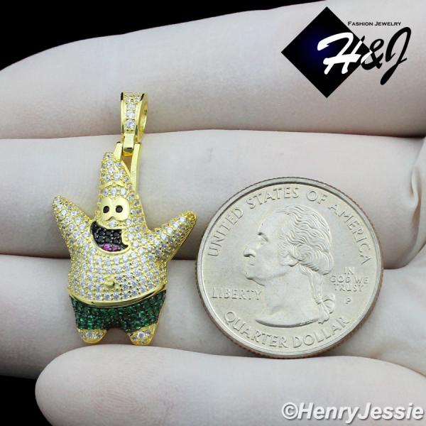 925 STERLING SILVER ICY BLING CZ GOLD PLATED 3D CARTOON PENDANT*GP416