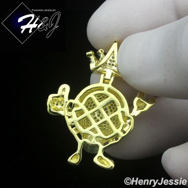 925 STERLING SILVER ICY BLING CZ GOLD PLATED 3D HIPHOP SOCCER KING PENDANT*GP481