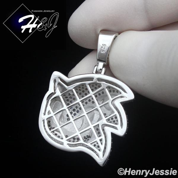 925 STERLING SILVER FULL ICY BLING CZ HIPHOP 3D SONIC CARTOON PENDANT*SP489