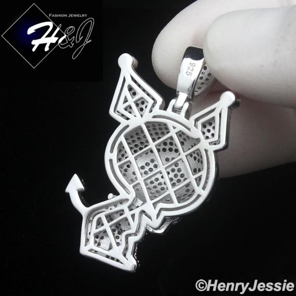 MEN WOMEN SOLID 925 STERLING SILVER ICY BLING CZ 3D KUROMI CARTOON PENDANT*SP492