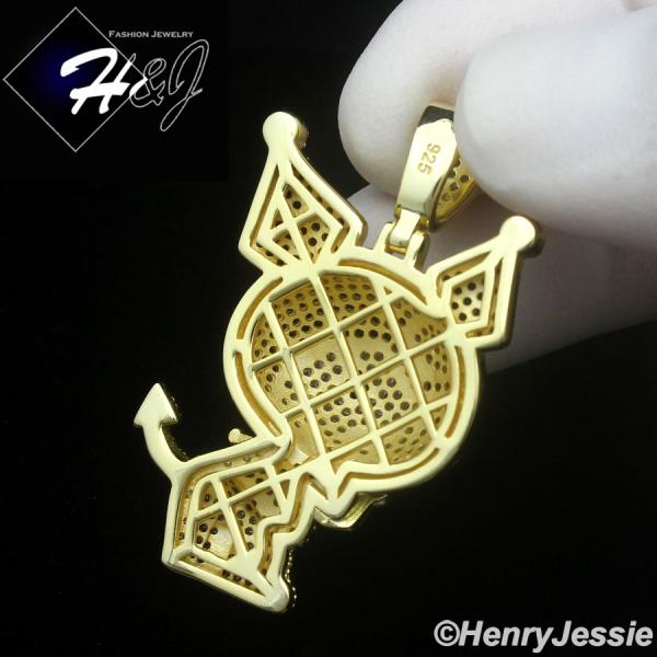 MEN WOMEN 925 STERLING SILVER ICY BLING CZ GOLD PLATED 3D KUROMI CARTOON PENDANT*GP492