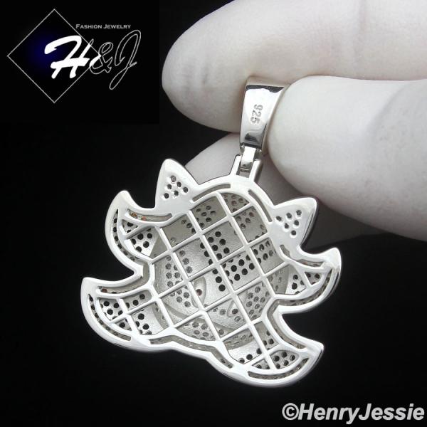 MEN SOLID 925 STERLING SILVER FULL ICY BLACK CZ SHADOW THE HEDGEHOG PENDANT*P500