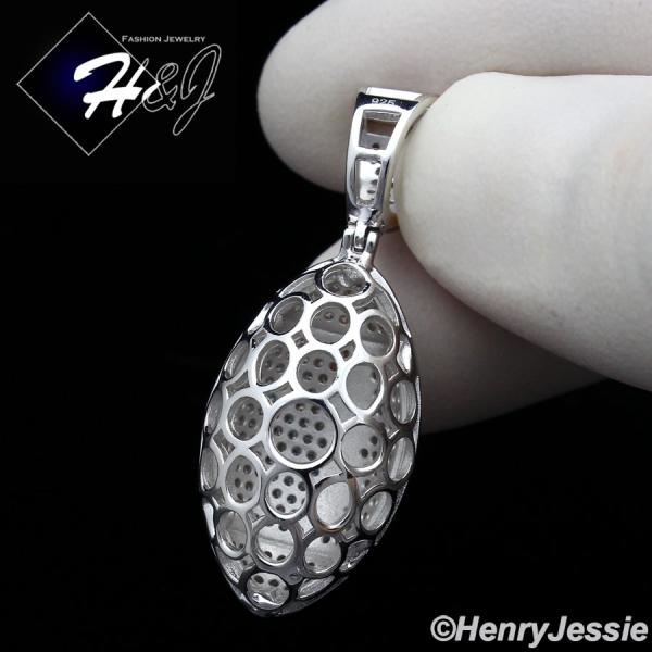 MEN WOMEN SOLID 925 STERLING SILVER ICY BLING CZ 3D FOOTBALL PENDANT*SP205