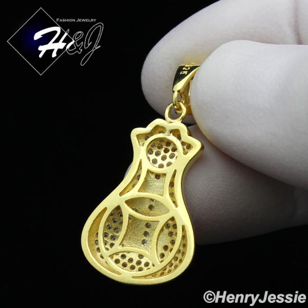 925 STERLING SILVER ICY BLING CZ GOLD PLATED/SILVER 3D MONEY BAG PENDANT*SP250
