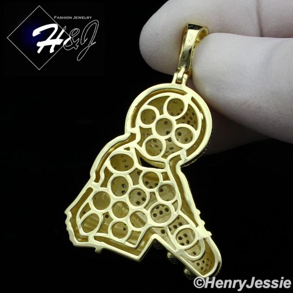 MEN 925 STERLING SILVER ICY BLING CZ 3D GOLD PLATED SOCCER FOOTBALL SHOE BALL PENDANT*GP304