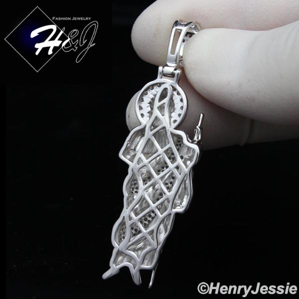 MEN WOMEN SOLID 925 STERLING SILVER ICY BLING CZ 3D SAN JUDAS ST.JUDE PENDANT*SP329