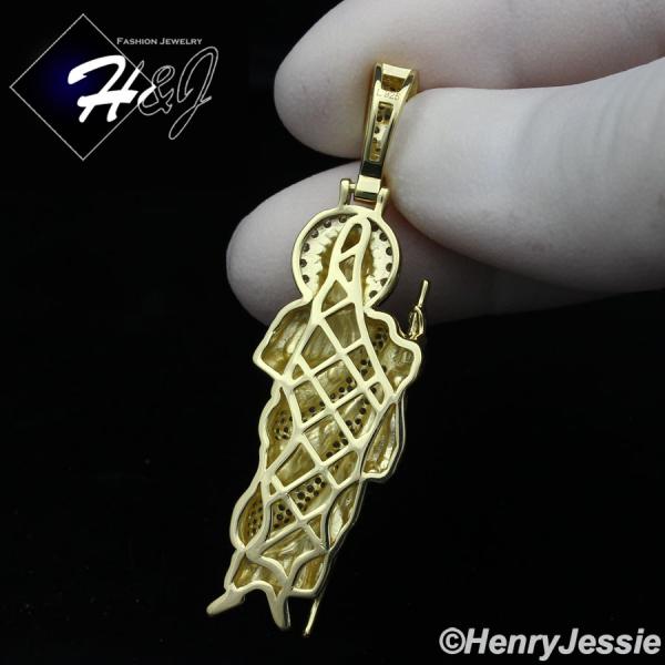 MEN WOMEN 925 STERLING SILVER ICY BLING CZ 3D GOLD PLATED SAN JUDAS ST.JUDE PENDANT*GP329