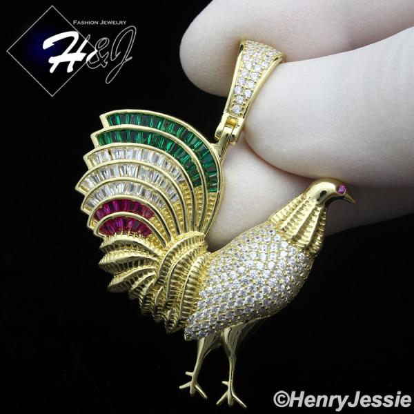 MEN WOMEN 925 STERLING SILVER ICY BLING CZ GOLD PLATED 3D CORK CHARM PENDANT*GP380