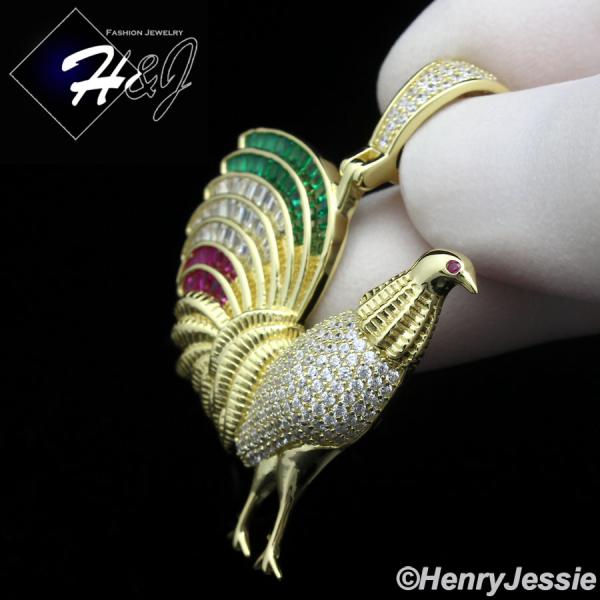 MEN WOMEN 925 STERLING SILVER ICY BLING CZ GOLD PLATED 3D CORK CHARM PENDANT*GP380