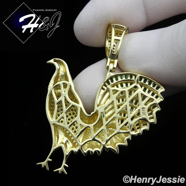 MEN WOMEN 925 STERLING SILVER ICY BLING CZ GOLD PLATED 3D CORK CHARM PENDANT*GP380