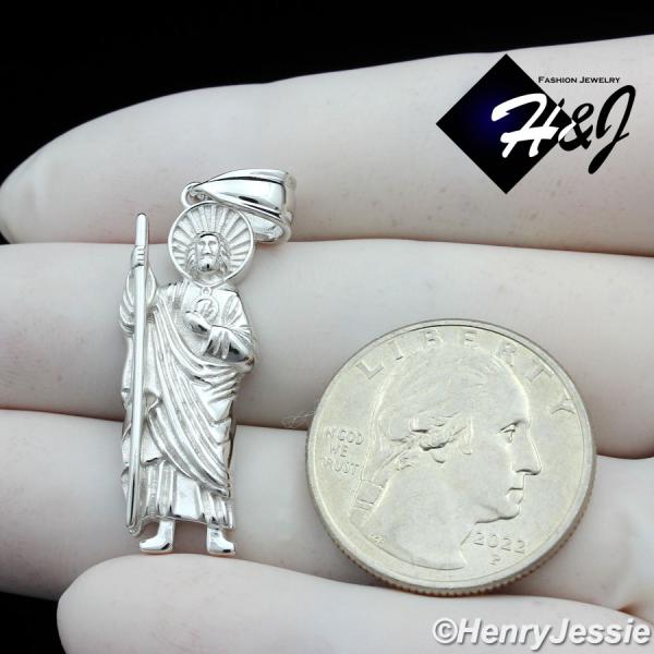 MEN WOMEN 925 STERLING SILVER PLAIN GOLD PLATED/SILVER SAN JUDAS PENDANT*SP389