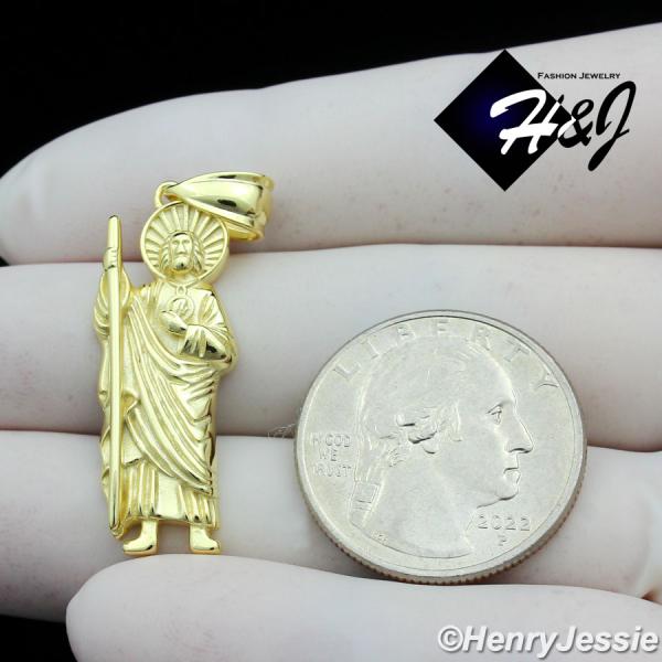 MEN WOMEN 925 STERLING SILVER PLAIN GOLD PLATED/SILVER SAN JUDAS PENDANT*SP389