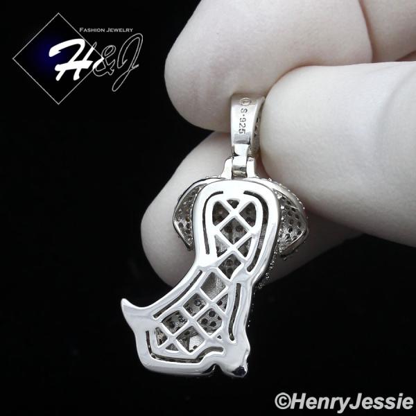 925 STERLING SILVER ICY BLING CZ GOLD PLATED/SILVER 3D PUPPY DOG PENDANT*SP424