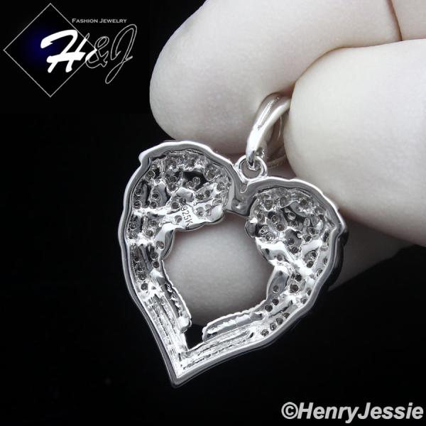 925 STERLING SILVER ICY CZ GOLD PLATED/SILVER 3D ANGEL WING HEART PENDANT*SP461