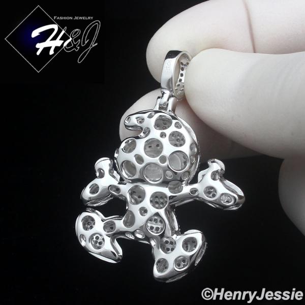 MEN SOLID 925 STERLING SILVER ICY BLING CZ 3D BLUE SMURF CARTOON PENDANT*SP476