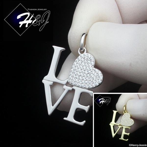 925 STERLING SILVER ICY CZ GOLD PLATED/SILVER LETTER 