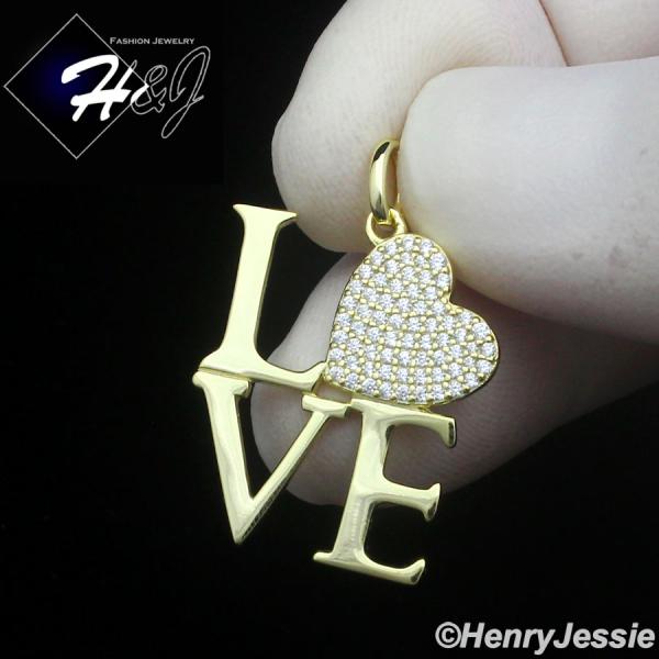 925 STERLING SILVER ICY CZ GOLD PLATED/SILVER LETTER 
