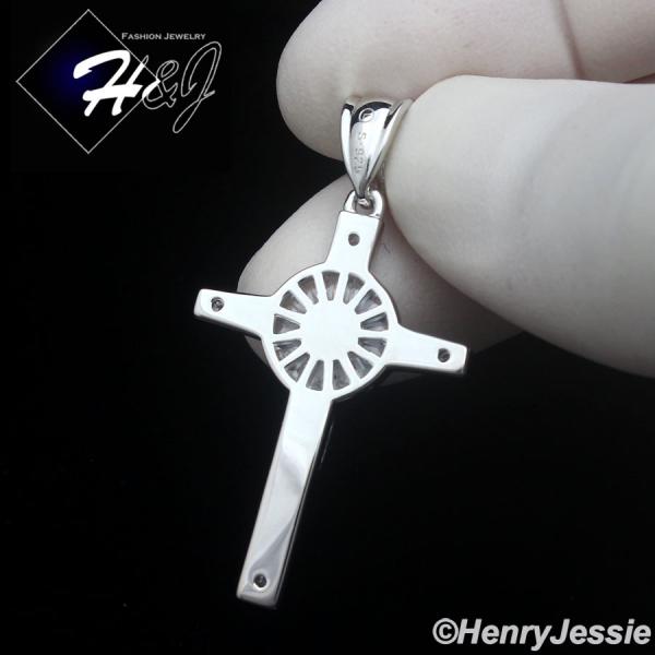925 STERLING SILVER ICY CZ GOLD PLATED/SILVER 3D JESUS CHRIST CROSS PENDANT*P480