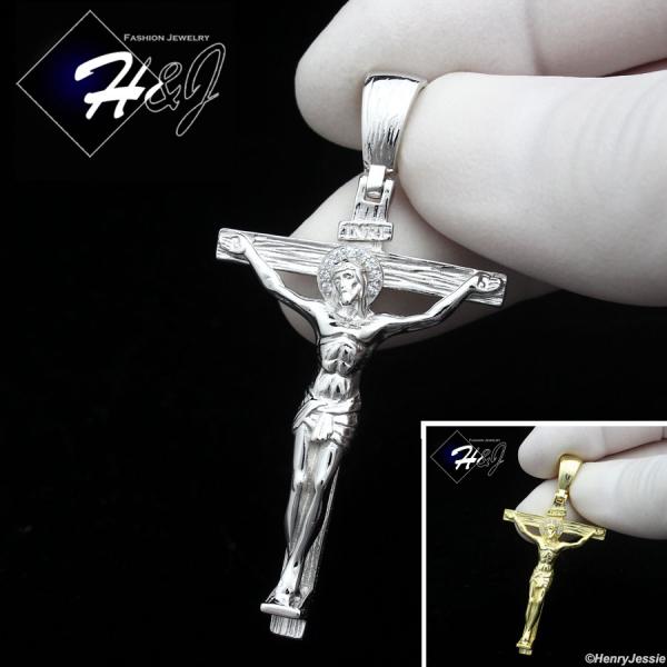 925 STERLING SILVER JESUS CHRIST CROSS CRUCIFIX GOLD PLATED/SILVER PENDANT*SP423