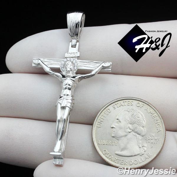 925 STERLING SILVER JESUS CHRIST CROSS CRUCIFIX GOLD PLATED/SILVER PENDANT*SP423