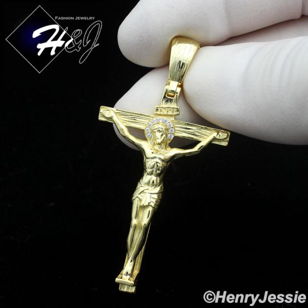 925 STERLING SILVER JESUS CHRIST CROSS CRUCIFIX GOLD PLATED/SILVER PENDANT*SP423
