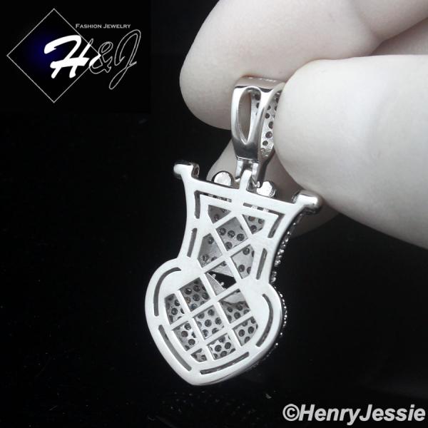 925 STERLING SILVER ICY BLING CZ GOLD PLATED/SILVER 3D HEART CROWN PENDANT*SP491