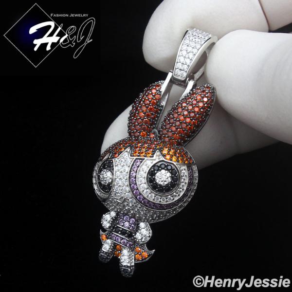 925 STERLING SILVER ICY BLING CZ 3D THE POWERPUFF GIRLS BLOSSOM PENDANT*SP502