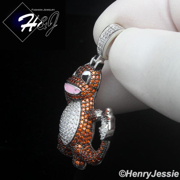 MEN SOLID 925 STERLING SILVER ICY BLING CZ 3D DRAGON CARTOON PENDANT*SP488