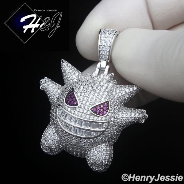 MEN SOLID 925 STERLING SILVER ICY BLING CZ 3D HIPHOP CARTOON PENDANT*P504