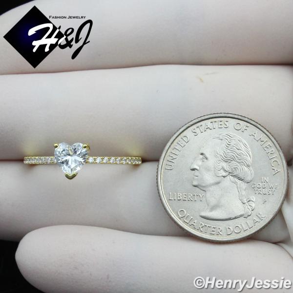 WOMEN 925 STERLING SILVER ICY CZ GOLD PLATED HEART SHAPE ENGAGEMENT RING*GR211