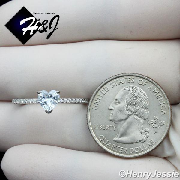 WOMEN SOLID 925 STERLING SILVER ICY BLING CZ HEART SHAPE ENGAGEMENT RING*SR211