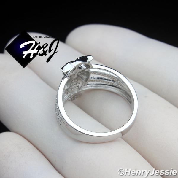 WOMEN 925 STERLING SILVER ICY BLING CZ GOLD PLATED/SILVER 3D OWL BIRD RING*SR221