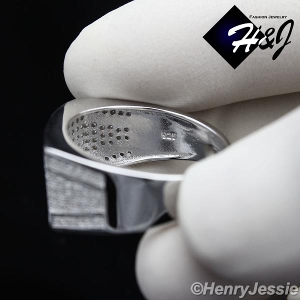 MEN SOLID 925 STERLING SILVER ICY BLING CZ RECTANGLE RING*SR1